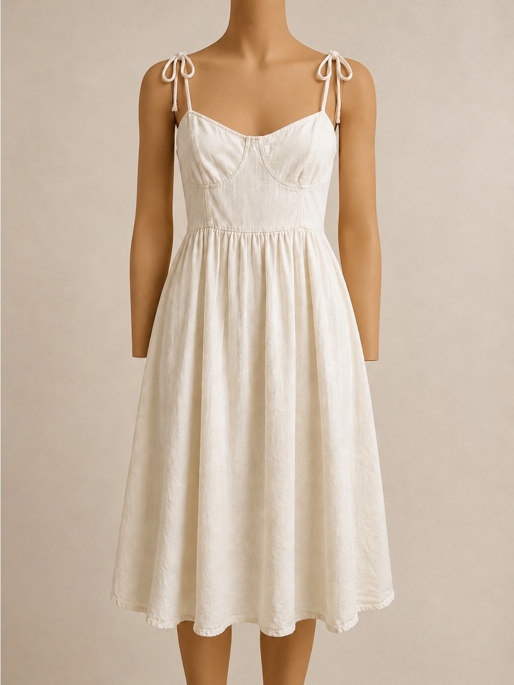 LC Lauren Conrad Cream Tie-Shoulder Midi Dress